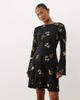 Nobody's Child Petite Nobody's Child Petite stretch slash neck fluted sleeve mini skater dress in black floral - 4