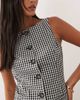 Nobody's Child Petite Nobody's Child Petite Theo slash neck tailored mini dress in black gingham - 3