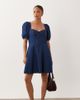 Nobody's Child Petite Nobody's Child Petite Tulla denim sweetheart neckline puff sleeve mini dress in dark blue - 1