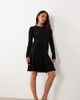 Nobody's Child Petite Nobody's Child Petite Yuki round neck drop waist ruched detail mini dress in black - 1