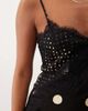 Nobody's Child Petite Nobody's Child Petite Zaria satin lace trim slit front cami midaxi dress in black mixed polka-dot print - 3