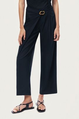 Nocturne Nocturne Asymmetric Buckled Pant in Black, Women's at Urban Outfitters