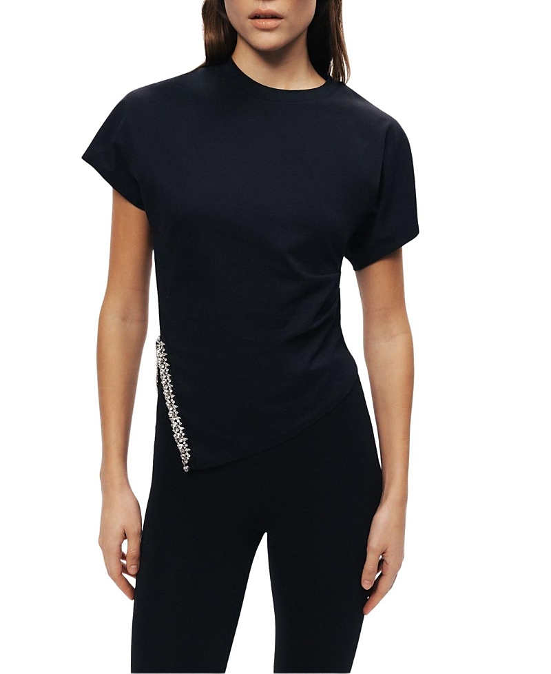 Nocturne Nocturne Embellished Asymmetric T-Shirt