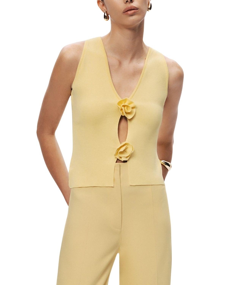 Nocturne Nocturne Floral Cut-Out Knit Top