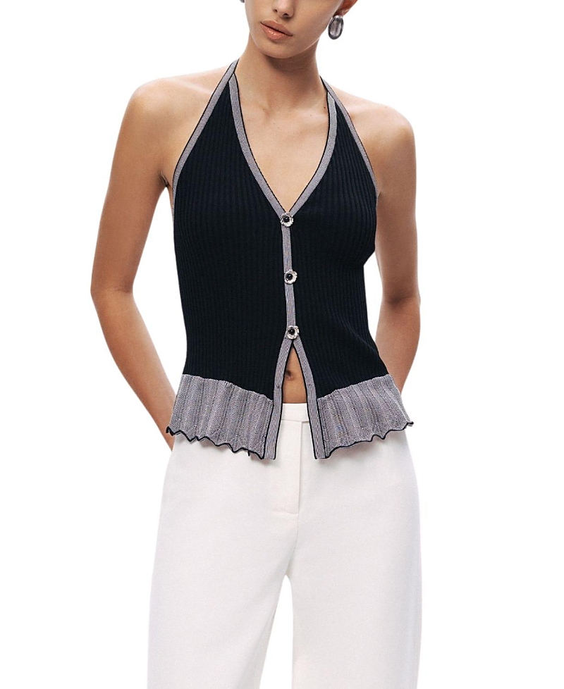 Nocturne Nocturne Halter Ribbed Knit Top