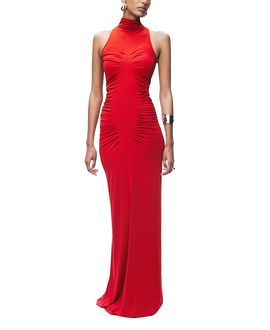 Nocturne Nocturne Ruched High-Neck Maxi Dress