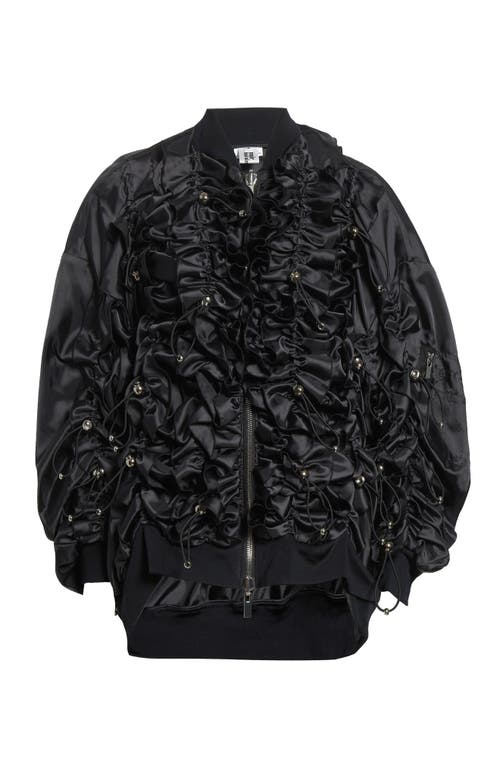 Noir Kei Ninomiya - Drawcord Ruffle Twill Bomber Jacket