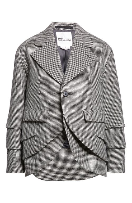Noir Kei Ninomiya Noir Kei Ninomiya Houndstooth Wool Blend Tweed Blazer