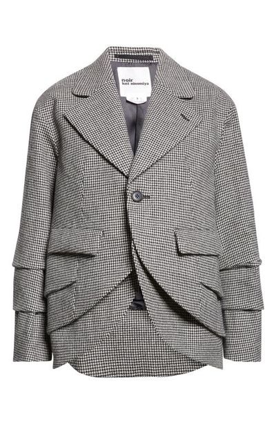 Noir Kei Ninomiya Houndstooth Wool Blend Tweed Blazer