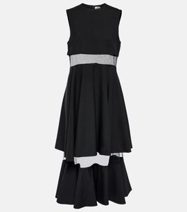 Noir Kei Ninomiya Noir Kei Ninomiya Mesh-trimmed wool midi dress