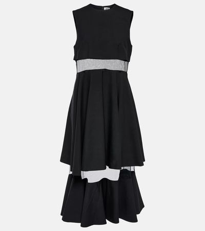 Noir Kei Ninomiya Noir Kei Ninomiya Mesh-trimmed wool midi dress
