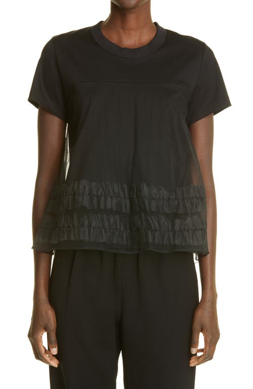 Noir Kei Ninomiya - Ruffle Tulle & Cotton Ponte T-Shirt