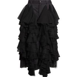 Noir Kei Ninomiya Noir Kei Ninomiya Wool Gabardine Skirt with Tulle Ruffles