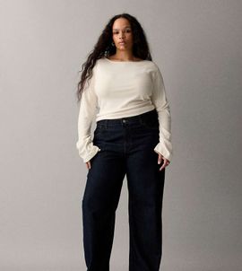 Noisy May Curve Noisy May Curve Alexa mid rise wide leg jeans in rinse-Blue