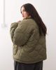 Noisy May Curve Noisy May Curve faux fur leopard collar detail quilted coat in khaki-Green - 4