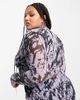 Noisy May Curve Noisy May Curve high neck mesh crop top in lilac and black graphic print - part of a set-Gray - 4