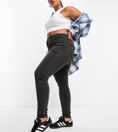 Noisy May Curve Noisy May Curve high waisted skinny jeans in gray