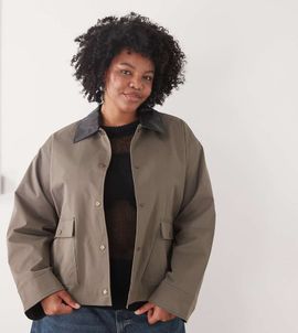 Noisy May Curve Noisy May Curve jacket with cuff and collar detail in brown
