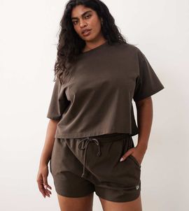 Noisy May Curve Noisy May Curve jersey shorts in washed brown - part of a set
