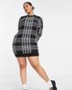 Noisy May Curve Noisy May Curve knit mini sweater dress in black check-Multi - 1