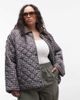 Noisy May Curve Noisy May Curve lightweight quilted jacket with corduroy contrast collar in brown plaid - 1