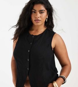 Noisy May Curve Noisy May Curve linen mix vest in black