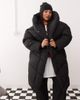 Noisy May Curve Noisy May Curve longline padded coat with oversized hood in black - 3