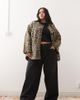 Noisy May Curve Noisy May Curve oversized collarless teddy jacket in leopard print-Black - 1