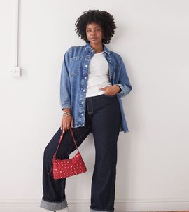 Noisy May Curve Noisy May Curve oversized denim shirt in mid wash blue