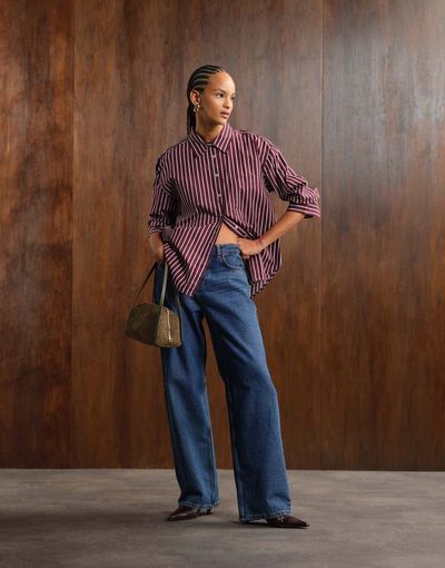 Noisy May Noisy May Alexa mid rise straight leg jeans in dark blue denim