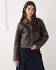 Noisy May Noisy May boxy faux leather jacket in brown with contrast detail - 1