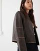 Noisy May Noisy May boxy faux leather jacket in brown with contrast detail - 2