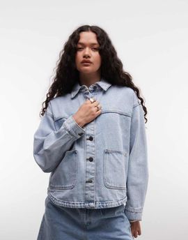 Noisy May Noisy May boxy jacket in light blue denim