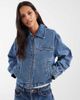 Noisy May Noisy May boxy zip up denim jacket in vintage mid blue - 1