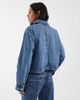 Noisy May Noisy May boxy zip up denim jacket in vintage mid blue - 2