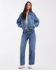 Noisy May Noisy May boxy zip up denim jacket in vintage mid blue - 3