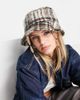 Noisy May Noisy May brushed bucket hat in brown plaid-Navy - 3