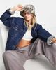 Noisy May Noisy May brushed bucket hat in brown plaid-Navy - 4