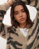 Noisy May Noisy May brushed knit zebra cardigan in beige and gray-Neutral - 2