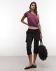 Noisy May Noisy May capri pants with scarf detail in black - 1