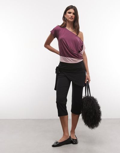 Noisy May Noisy May capri pants with scarf detail in black