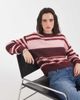 Noisy May Noisy May chunky open knit sweater in pink and plum stripes-Purple - 1