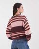Noisy May Noisy May chunky open knit sweater in pink and plum stripes-Purple - 2