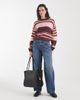 Noisy May Noisy May chunky open knit sweater in pink and plum stripes-Purple - 3