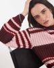 Noisy May Noisy May chunky open knit sweater in pink and plum stripes-Purple - 4