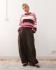 Noisy May Noisy May chunky open knit sweater in white & pink stripe-Red - 3