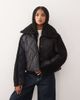 Noisy May Noisy May collar detail quilted short coat with teddy insert in black - 1