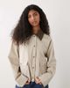 Noisy May Noisy May contrast collar lightweight barn jacket in stone-White - 1