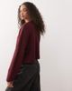 Noisy May Noisy May crew neck boxy knit sweater in burgundy with red text - 4