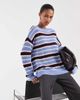 Noisy May Noisy May crew neck knit sweater in blue and burgundy stripes - 1
